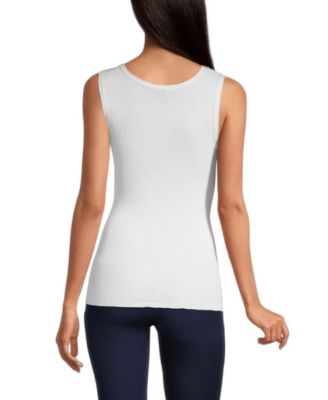Ribbed Wool & Silk Scoop Neck Tank Top