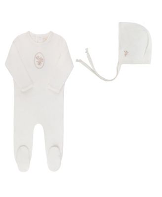 Unisex Velour Center Floral Collection Footie + Bonnet - Baby
