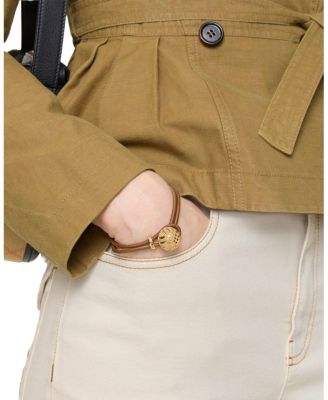  Leather Check Granulation Bracelet