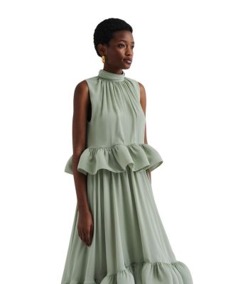 Lune Halterneck Frilled Hem Blouse Top