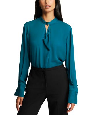 Silk Button Neck Top