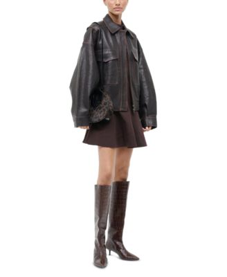 Good Night Moon Leopard Print Calf Hair Shoulder Bag