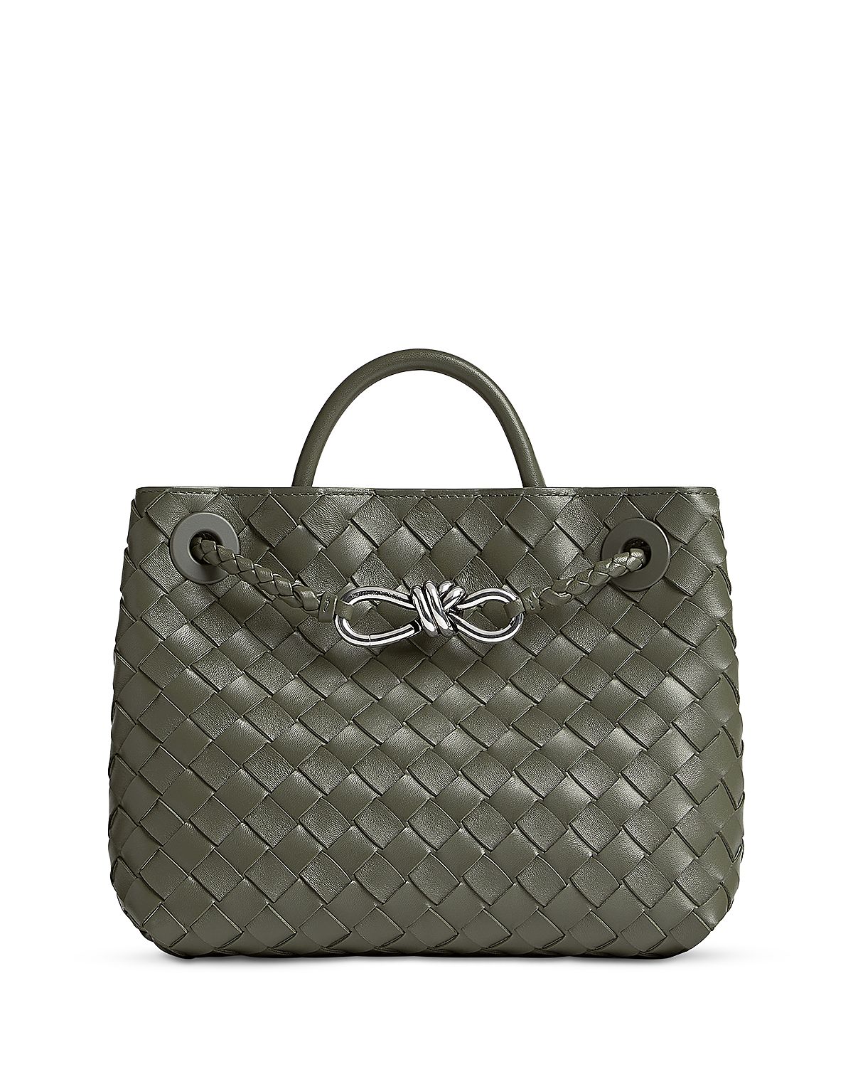 Bottega Veneta Small Andiamo Intrecciato Leather Top Handle Bag
