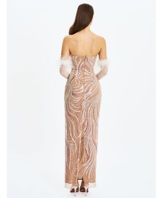  Quinci Beaded Sequin Sweetheart Maxi Dress