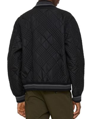  Micro Check-stitch Nylon Blend Bomber Jacket