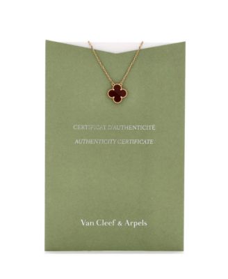 Vintage Alhambra Pendant Necklace 18K Gold and Carnelian, 14.5 - 16.25"