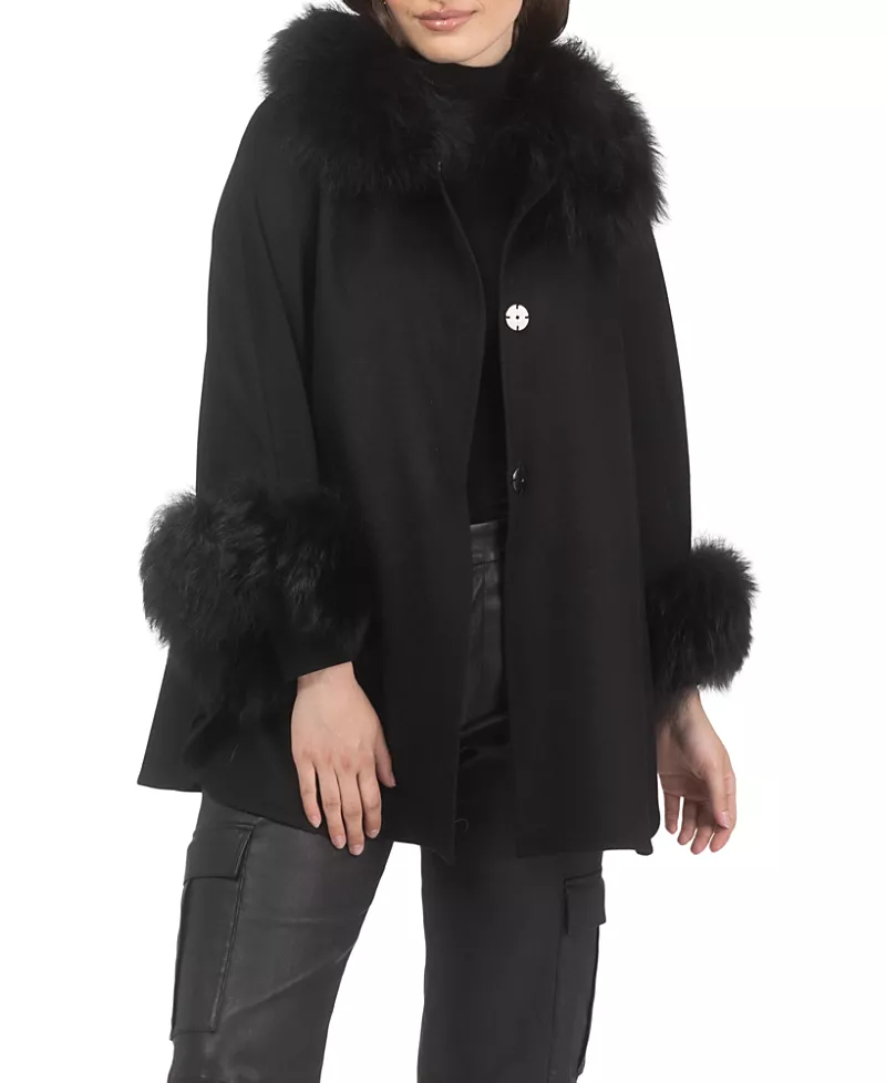 Gorski Select Wool Cape with Select Lamb Collar and Cuffs