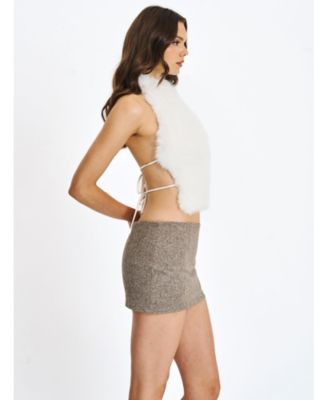  Oona Backless Contoured Fur Halter Top