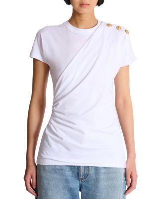  Draped T-Shirt with Buttons