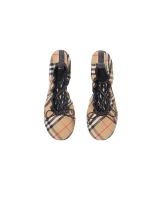  Women's Check Fawn Ballerinas