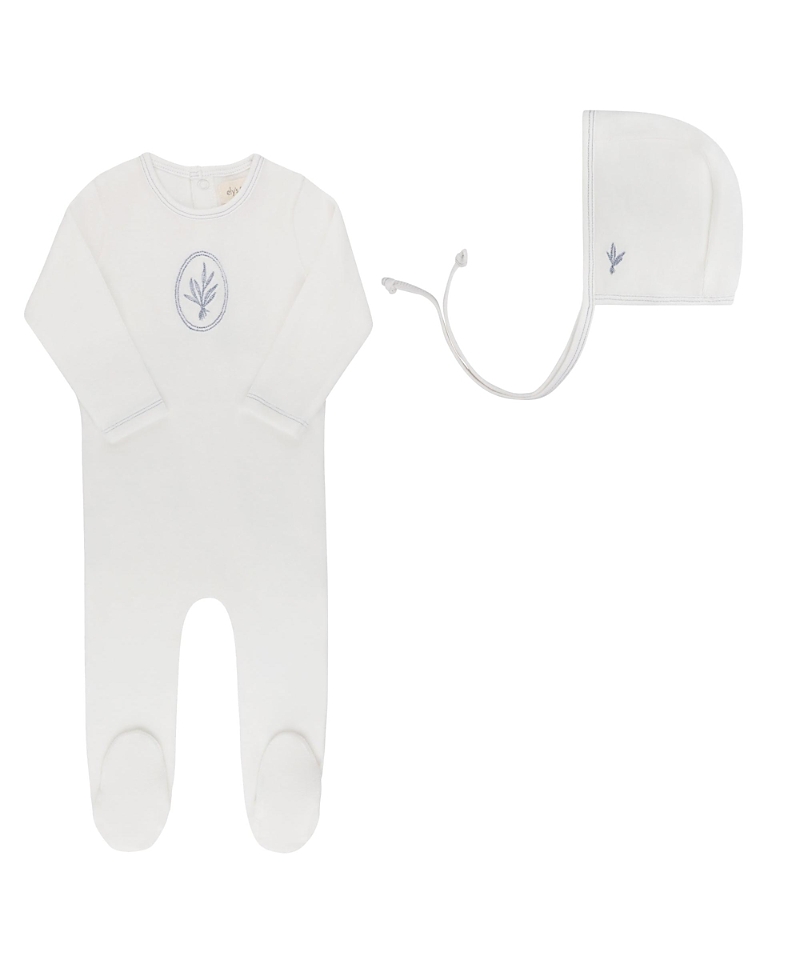 Ely's & Co. Unisex Velour Center Floral Collection Footie + Bonnet - Baby