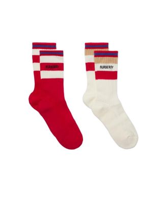 Unisex Two-piece Logo Stripe Cotton Blend Socks Set - Baby, Little Kid, Big Kid