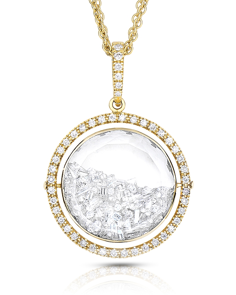 Moritz Glik 18K Yellow Gold Diamond Halo Shaker Pendant Necklace, 22
