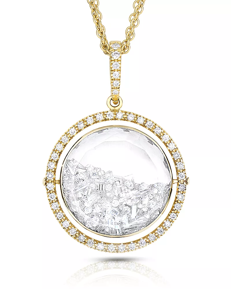 Moritz Glik 18K Yellow Gold Diamond Halo Shaker Pendant Necklace, 22