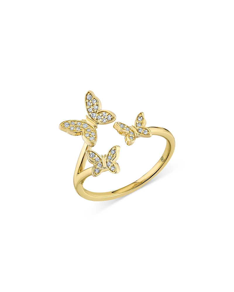 Sydney Evan 14K Yellow Gold Diamond Butterfly Cuff Ring
