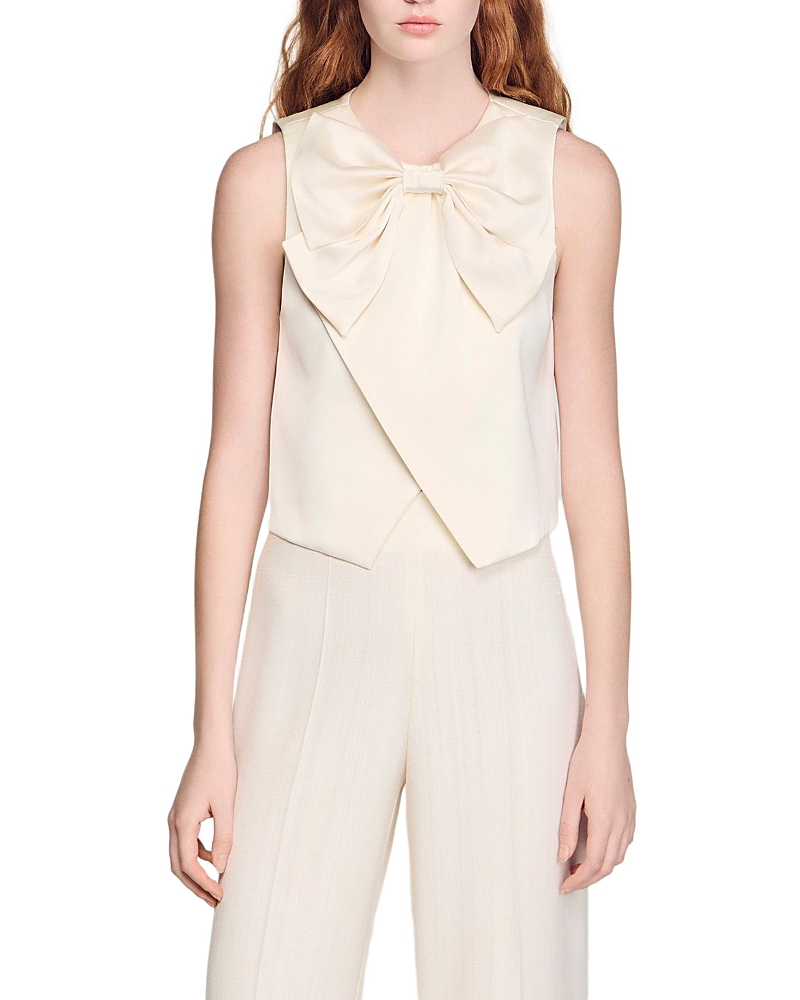 Sandro Satin Bow Crop Top