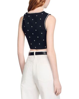 Embellished Embroidered Crop Top
