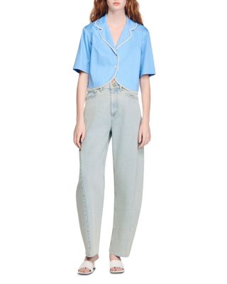 Beaded Trim Cotton Shirt 