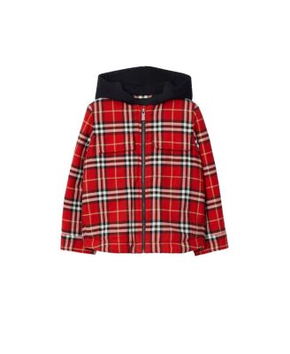 Boys' Check Cotton Hooded Jacket - Little Kid, Big Kid