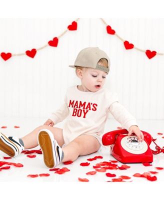 Boys' Mama's Boy Varsity Patch Valentine's Day Long Sleeve Romper - Baby