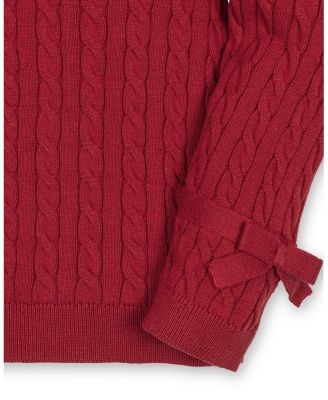 Girls' Organic Long Puff Sleeve Sweater with Bow Detail - Baby