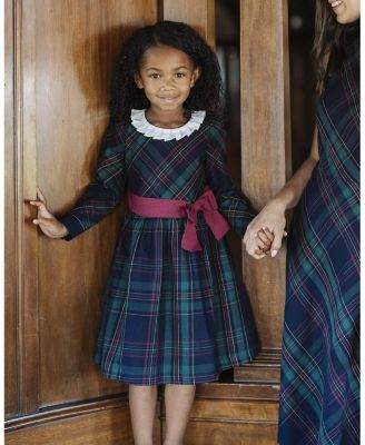 Girls' Organic Pleated Collar Dress with Sash - Baby, Little Kid, Big Kid