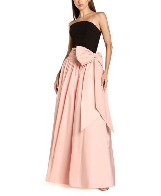 Crepe and Faille Strapless Gown with Bow Detail