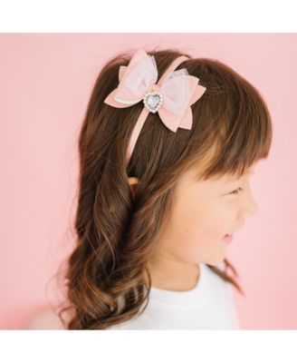 Girls' Heart Charm Glitter Bow Headband - Little Kid, Big Kid