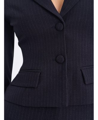  Quinne Striped Single-Breasted Peplum Blazer