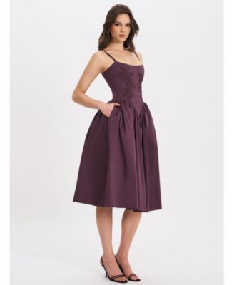 Oakleigh Cotton Lace-up Back Midi Dress