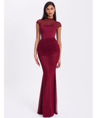 Fabienne Mesh Cap Sleeve Mermaid Gown