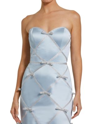  Strapless Satin Mermaid Gown With Bow Details