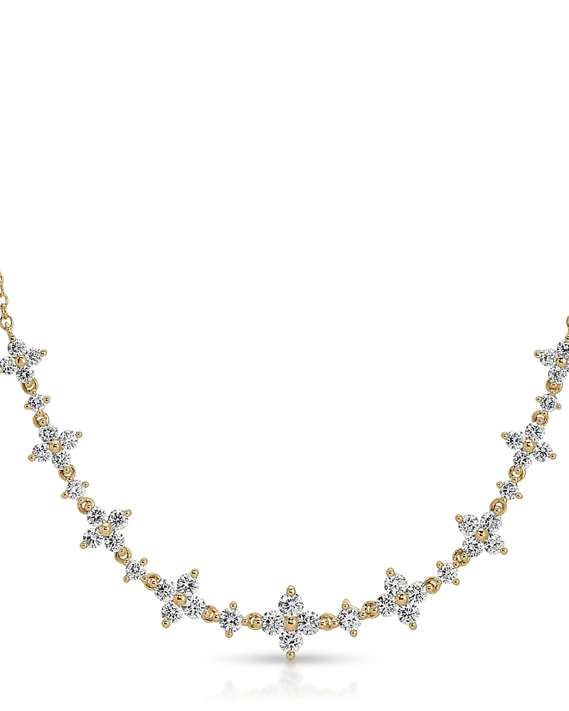 Ef Collection 14K Yellow Gold Diamond Fleur Necklace, 18