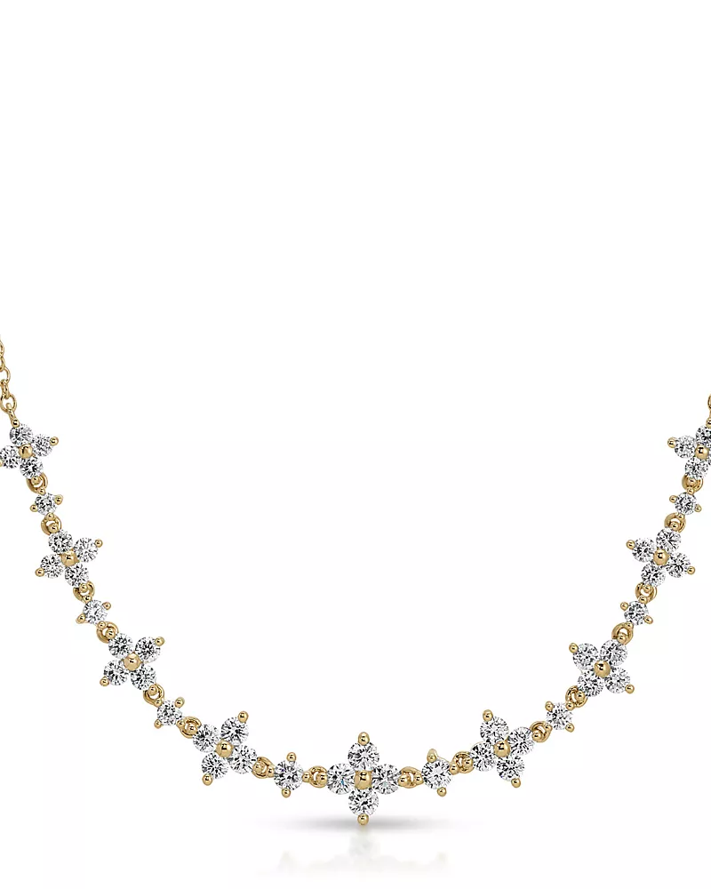 Ef Collection 14K Yellow Gold Diamond Fleur Necklace, 18