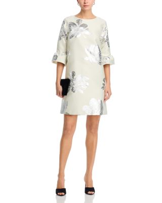 Ruffled Cuff Metallic Dress