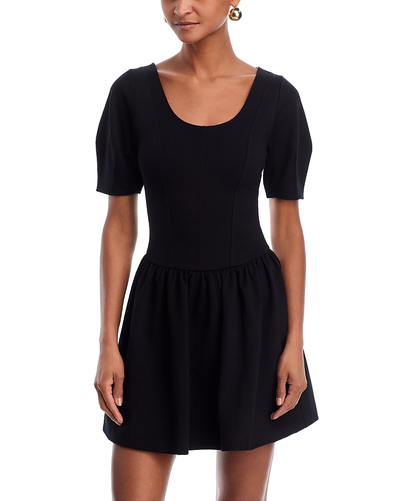 Aqua Ponte Scoop Neck Mini Dress - Exclusive