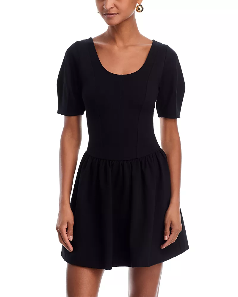 Aqua Ponte Scoop Neck Mini Dress - Exclusive
