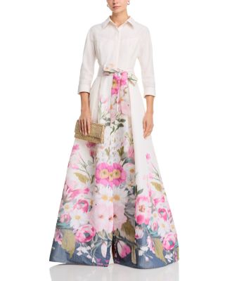 Taffeta Collared Gown