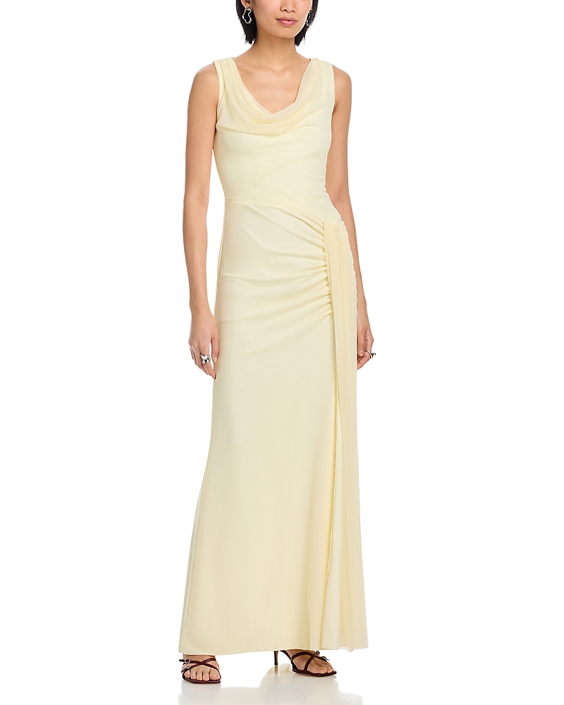 Aqua Cowl Neck Mesh Dress - Exclusive