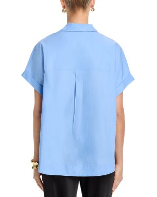 Poplin Collar Short Sleeve Pullover Top