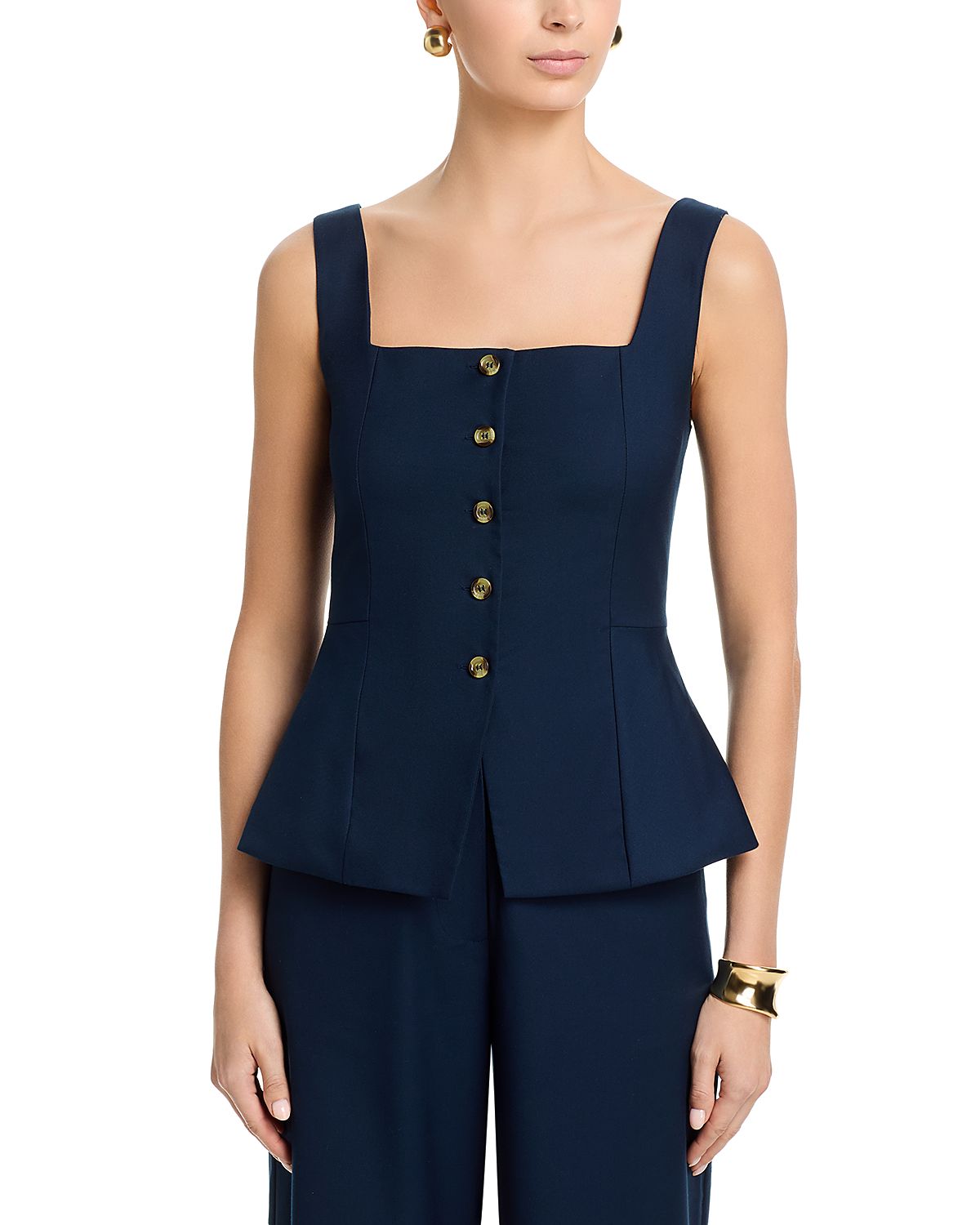 French Connection Lightweight Twill Square Neck Sleeveless Top