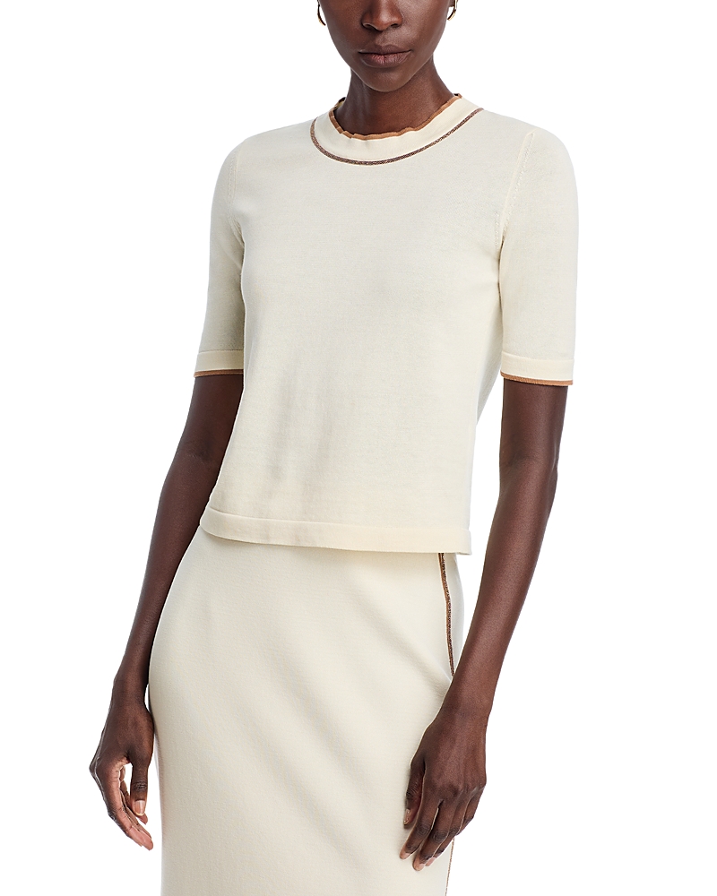 Fabiana Filippi Contrast Stripe Knit Tee In White