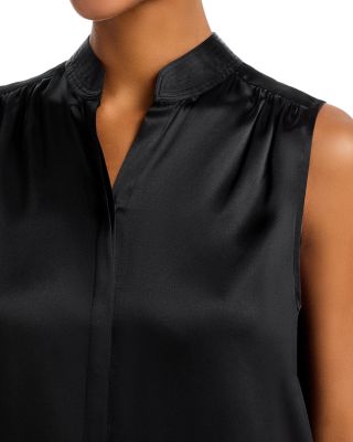 Phoebe Sleeveless Band Collar Silk Top