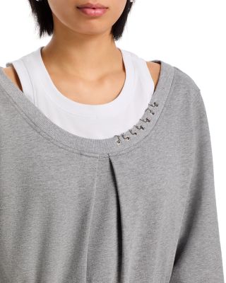 Long Sleeve Embellished Double Layer Sweatshirt