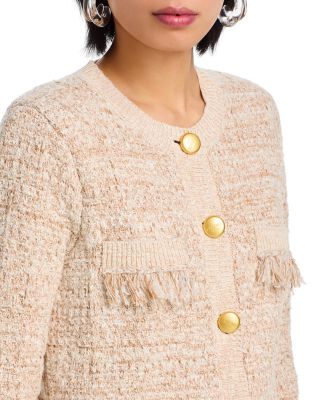 L'AGENCE Kastoria Fringe Trim Cardigan Sweater | Bloomingdale's Women