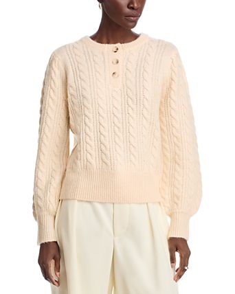 Quarter Placket Cable Knit Sweater