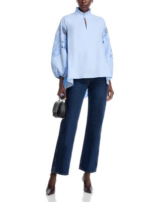 Embroidered Sleeve Top