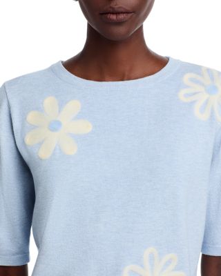 Floral Embroidered Short Sleeve Sweater
