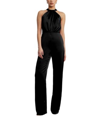 Bcbgmaxazria Pleated Halter Jumpsuit In Black