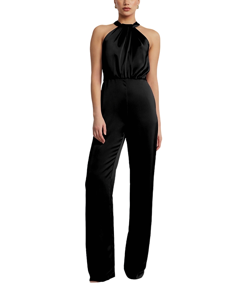 Bcbgmaxazria Pleated Halter Jumpsuit In Black